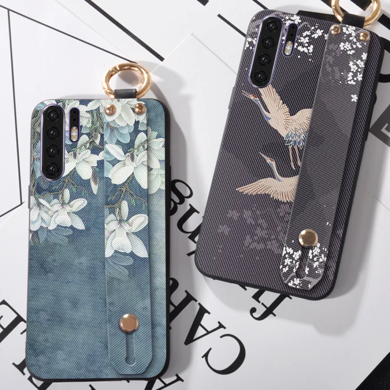 Силиконовый чехол с 3D цветами для Huawei P20 Pro P30 Lite ремешком на запястье девушек Honor