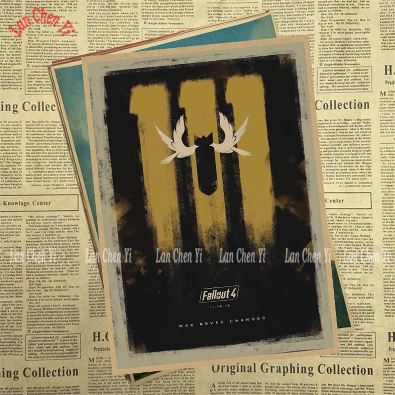 Армейский зеленый Fallout серии классический фильм крафт-бумага плакат для кафе Креативные обои интерьера - Цвет: Армейский зеленый