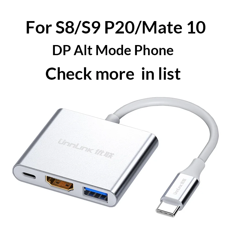 For DP Alt Mode Unnlink USB к HDMI зеркальный литой кабель для преобразования с аудио MHL для iPhone iPad освещение Android телефон Micro usb type C к HDMI - Цвет: For DP Alt Mode