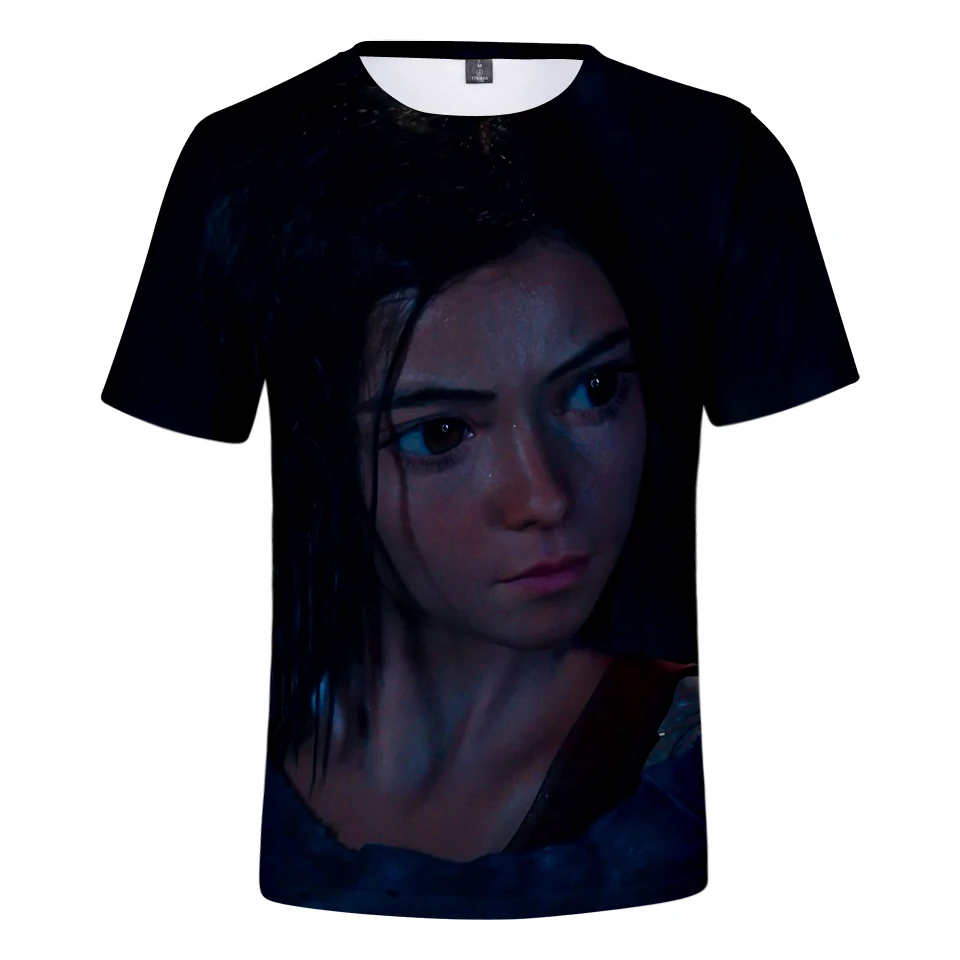 Лидер продаж летняя футболка Короткие футболки с 3d принтом Alita Battle Angel свободные