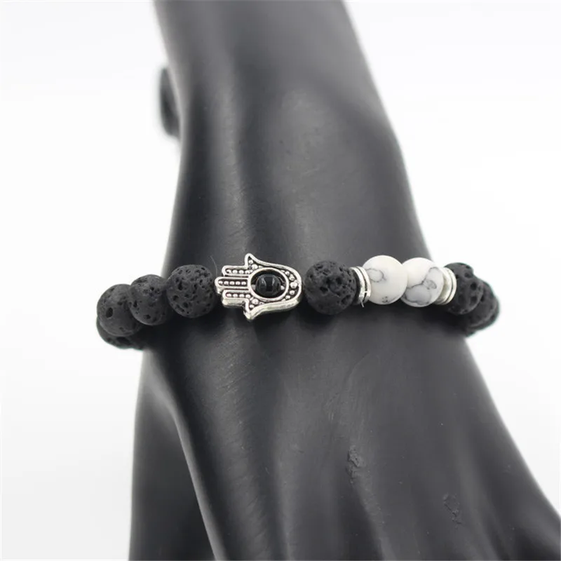 NADEEM ручной работы натуральный вулканический камень и белый Howlite посеребренный