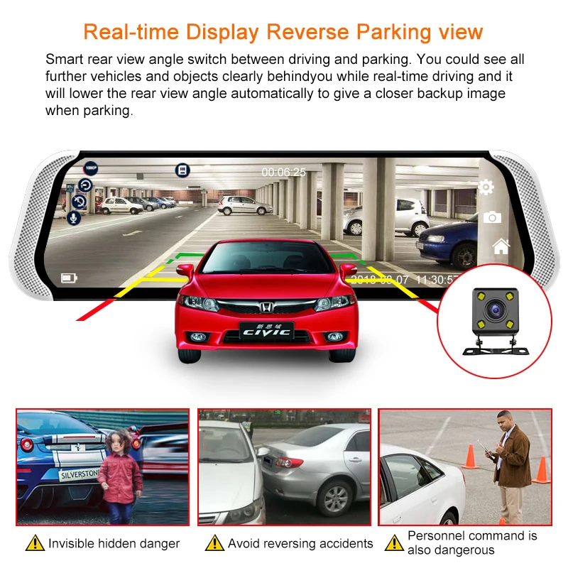 Автомобильный видеорегистратор YANTU 10 &quotIPS Touch 4G двойная камера Android ADAS GPS FHD 1080P Wi Fi