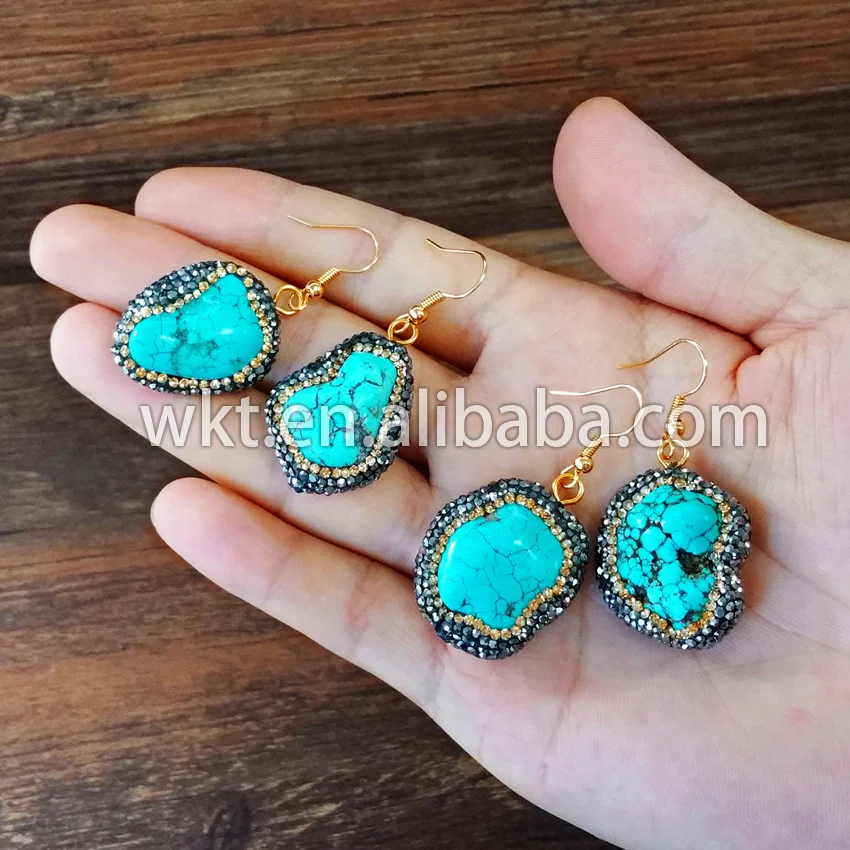 Оптовая продажа натуральные грубые серьги howlite модные подвески в богемном стиле