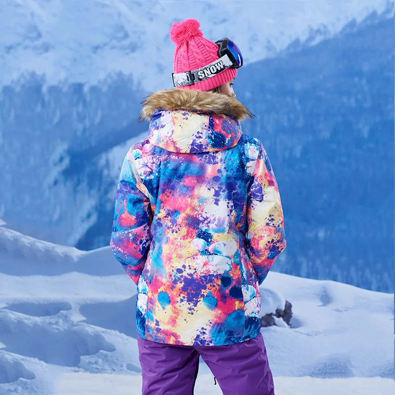 Gsou SNOW Теплый, водонепроницаемый, ветрозащитный женский зимний спортивный горнолыжный костюм, женский сноубордический костюм, женский костюм для сноуборда,зимний костюм женский куртка штаны горнолыжный