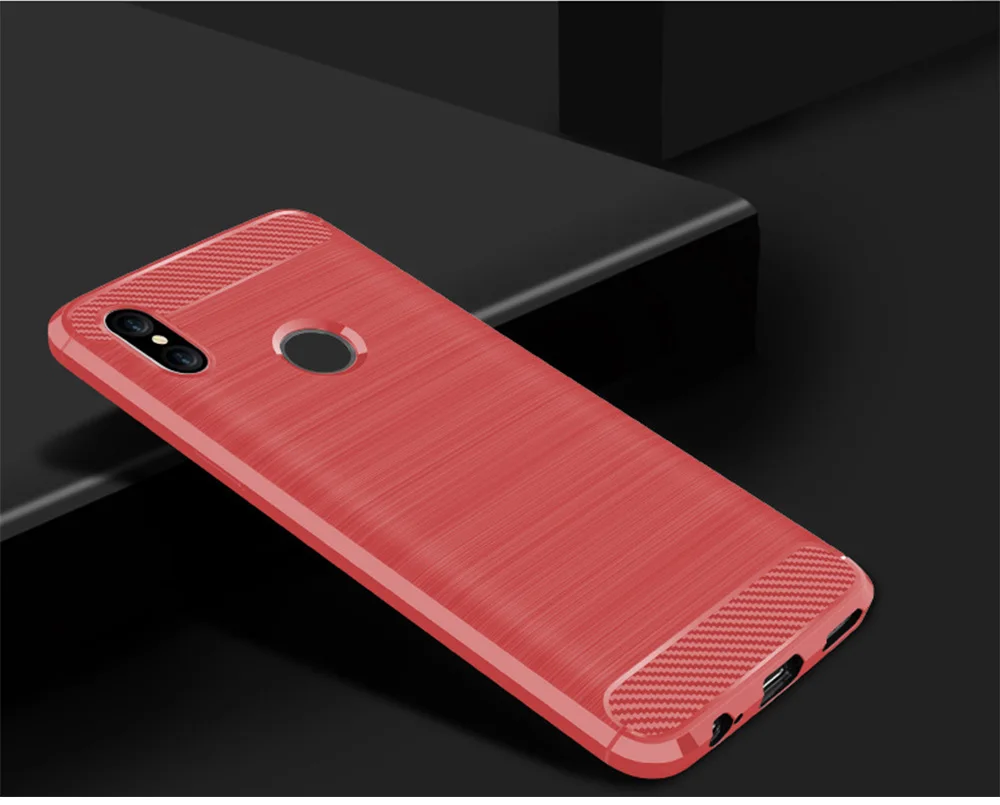 Для Xiaomi mi Max 3 чехол из углеродного волокна противоударный чехол для телефона для mi 8 mi 8 чехол красный mi Note 6 Pro Чехол гибкий бампер подходит для корпуса - Цвет: Красный