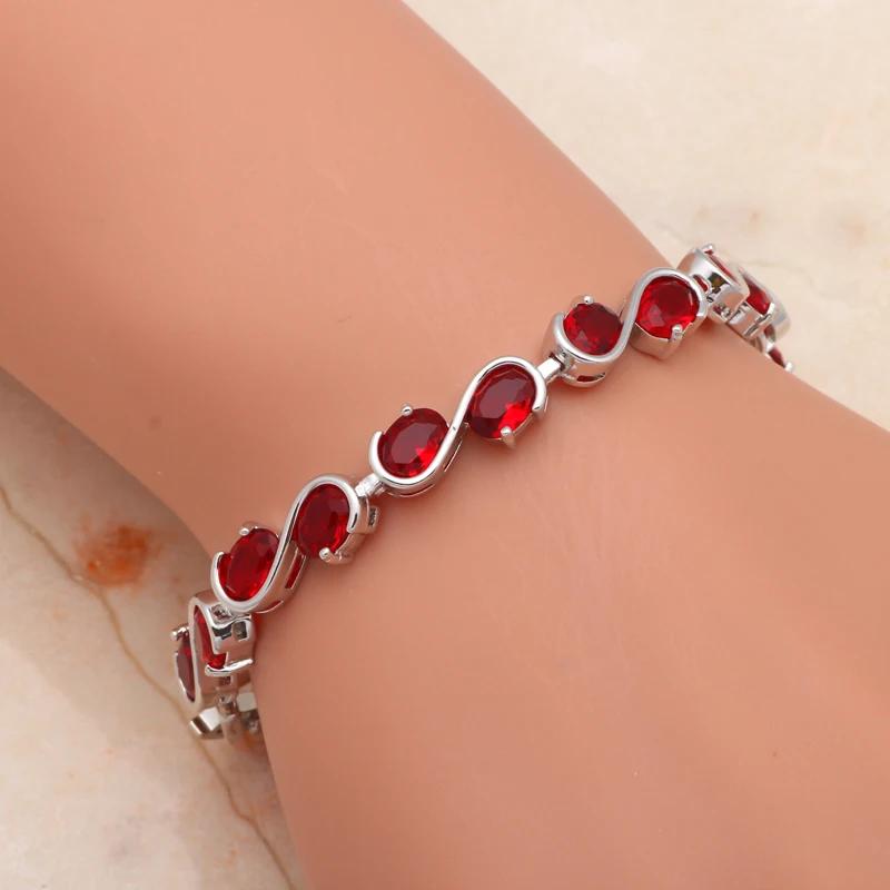 Женские вечерние браслеты Гранат TB852A подарочные украшения из белого золота в тон