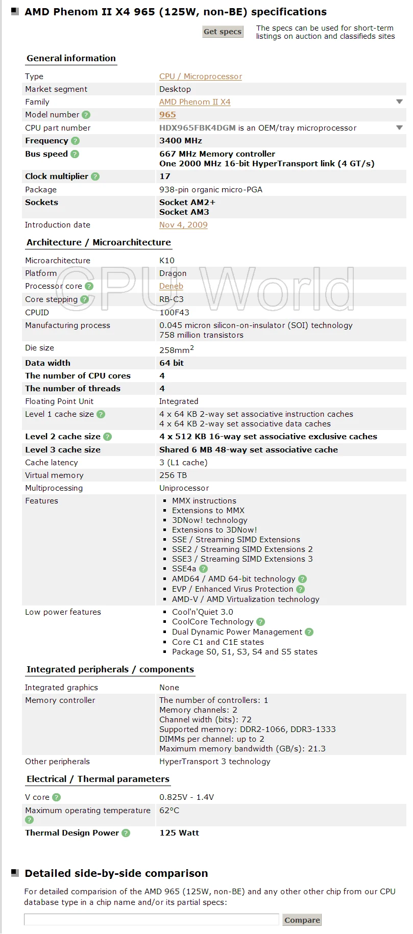 Процессор AMD Phenom II X4 965 3,4 GHz Socket AM2+ AM3 938 четырехъядерный процессор 2M L2/6 M L3 настольный процессор
