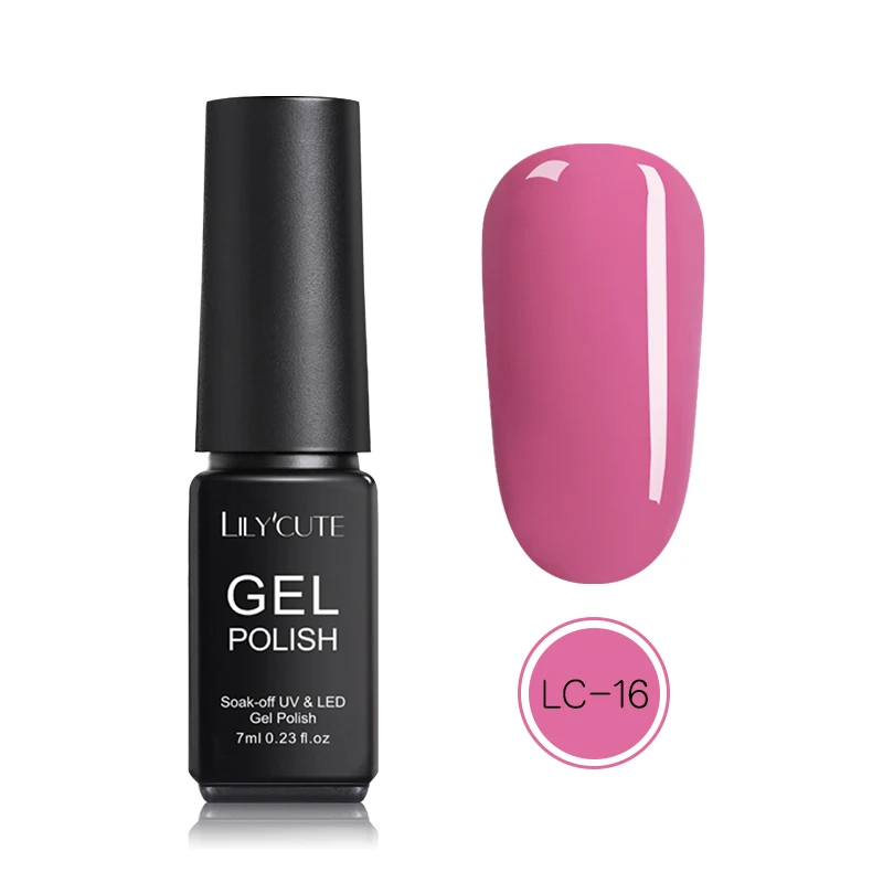 LC-16 LILYCUTE 7 мл 146 Цвета Гель-лак для ногтей розовый синий и красный цвета Блеск УФ-гель био-Гели Soak off! полупостоянная светодиодный длительный Гель-лак для ногтей, Лаки - Цвет: LC-16