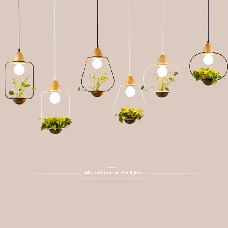 Подвесная лампа в горшках для гостиной современном скандинавском стиле