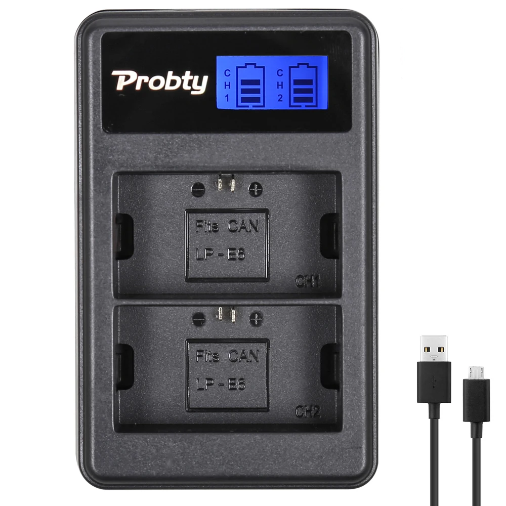 Probty LP-E6 LP E6 LPE6 LCD USB Dual Charger for Canon EOS 5DS 5D Mark II 6D 7D 60D 60Da 70D 80D DSLR Camera | Электроника
