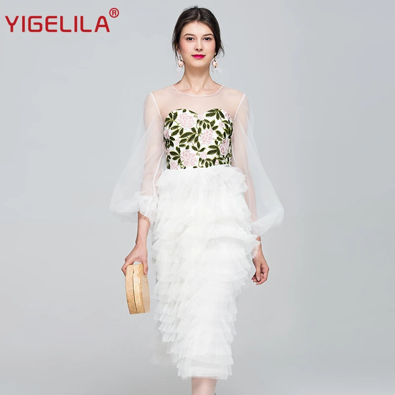 Женское длинное вечернее платье YIGELILA облегающее Сетчатое средней длины с