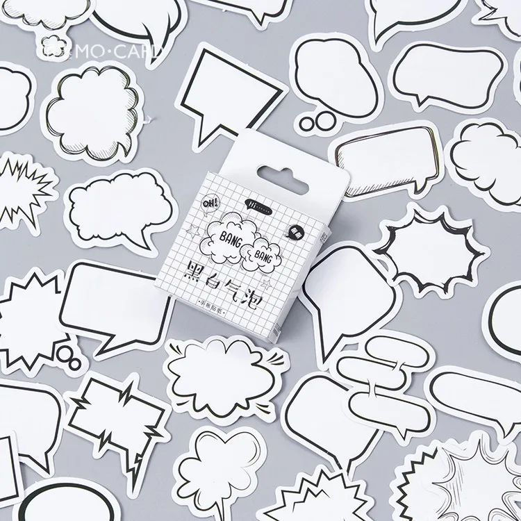 

Creative black white Dialog Box Album Paper Lable Stickers Crafts And Scrapbooking Decorative Lifelog Sticker Cute Stationery