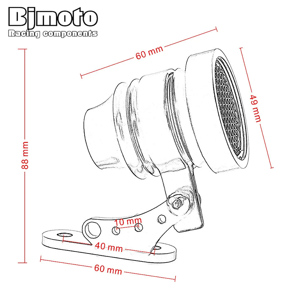 

BJMOTO Motorcycle LED Tail Brake Signal Indicators Light Red Blinker Light Bracket Holder For Cruiser Chopper Sportster