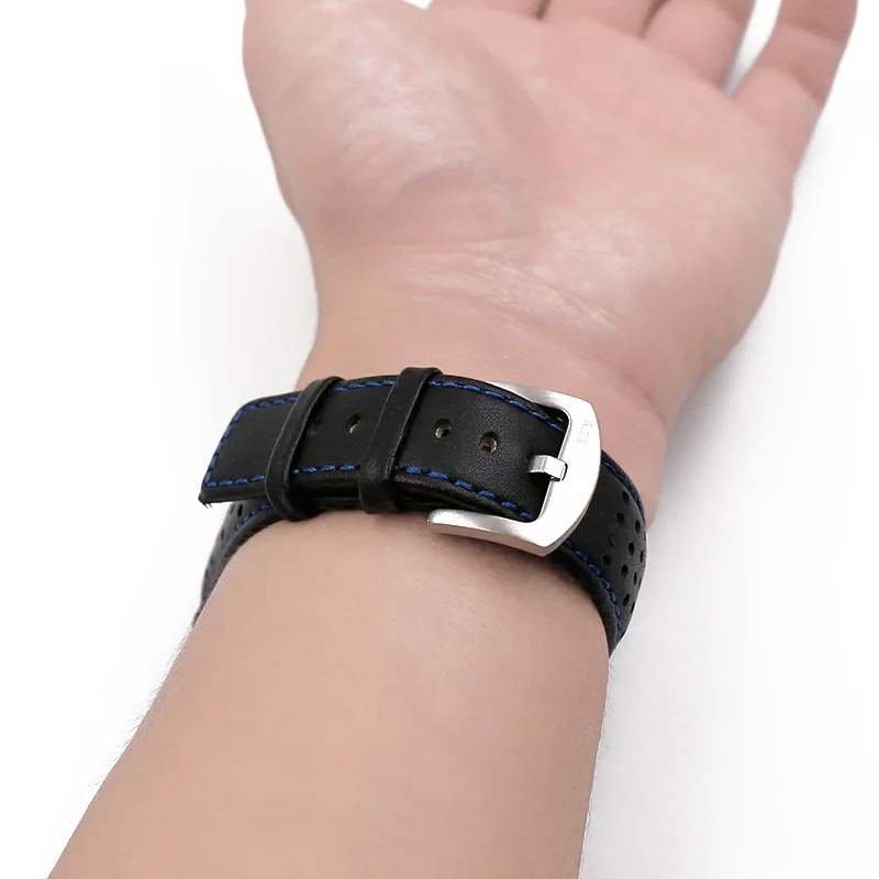 Leather strap men's watch accessories pin buckle 22mm24mm outdoor sports waterproof sweat-proof leather strap women watch band