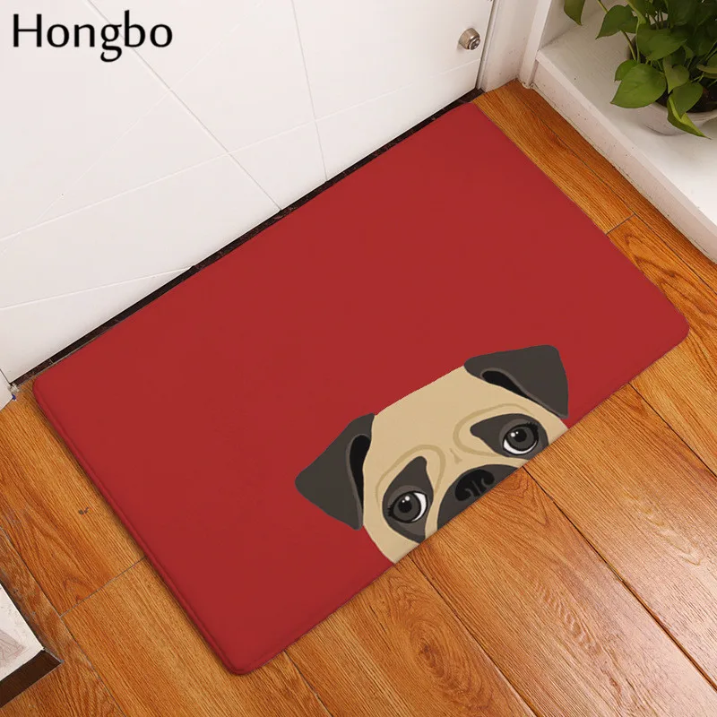 8 Hongbo 40*60 см Противоскользящие коврики короткие милые мультфильм бульдог щенок коврики Добро пожаловать домой входная дверь пол фланелевый коврик - Цвет: 8