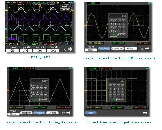 Hantek DSO8060 ручной анализатор спектра портативные Osciloscopio Цифровой мультиметр осциллограф USB LCD 60 МГц 2 Каналы DMM