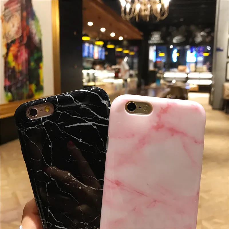 Для iPhone 7 7Plus Чехлы под мрамор+ Защитная пленка для экрана из закаленного стекла, керамическая TPU крышка гладкая для iPhone 6 6splus 8 8plus чехол