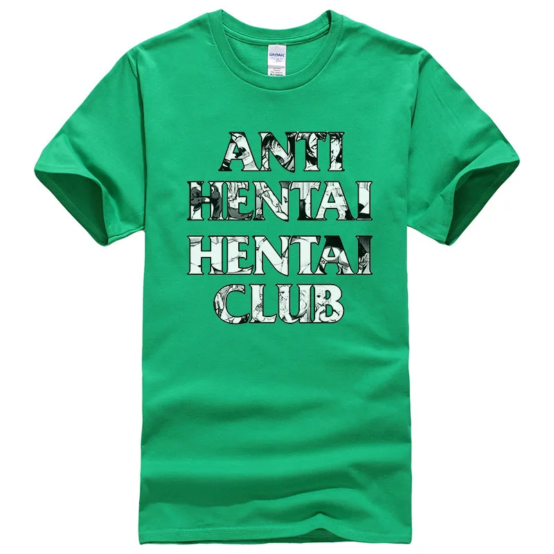 Футболка с креативным дизайном и надписью «Anti Hentai», футболка с принтом «Hentai Club» Ahegao, мужские и женские хлопковые топы, летние крутые футболки унисекс T390