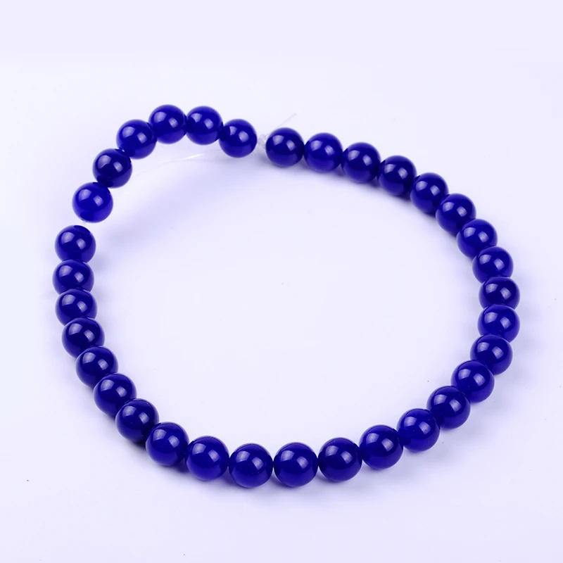 Оптовая продажа круглые темно-синие Бусины Из Натурального халцедона 4 6 8 10 12 мм AAA