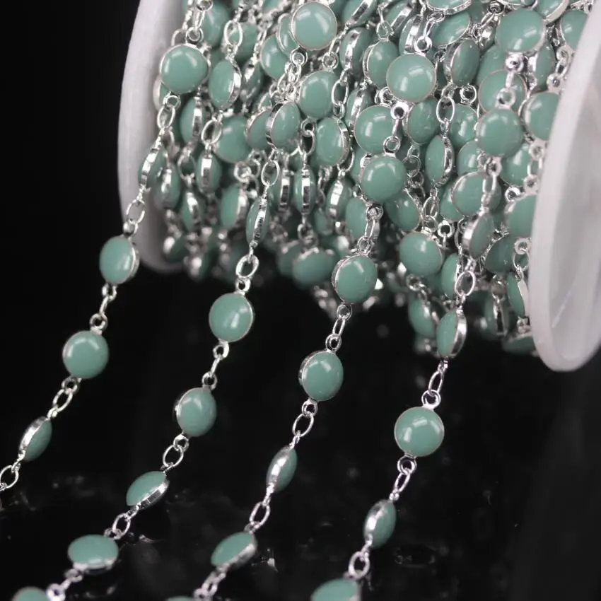 Бусы с голубой эмалировкой 5 м/лот 6 мм цепи для четки круглые Круглые шарики монет