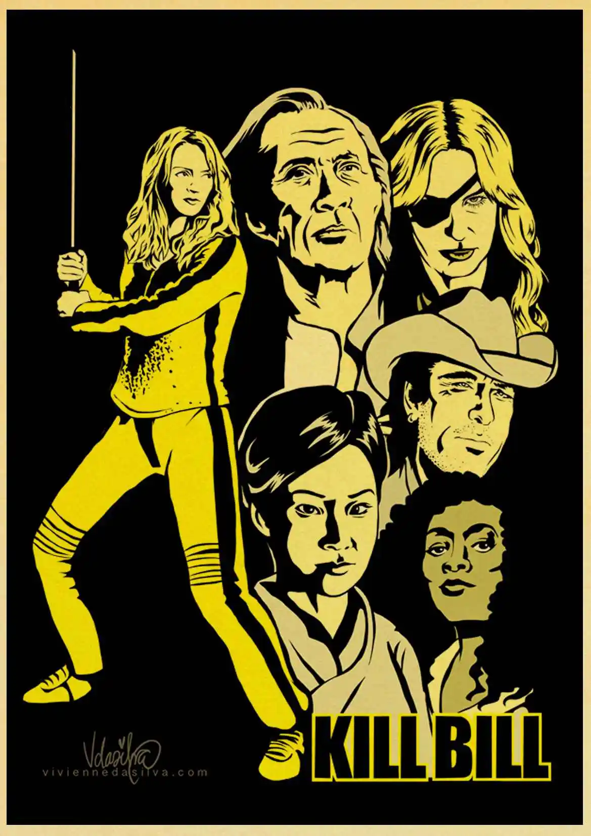 Классический фильм kill bill винтажные плакаты печать настенная живопись высокого качества декор плакат настенная живопись украшение дома