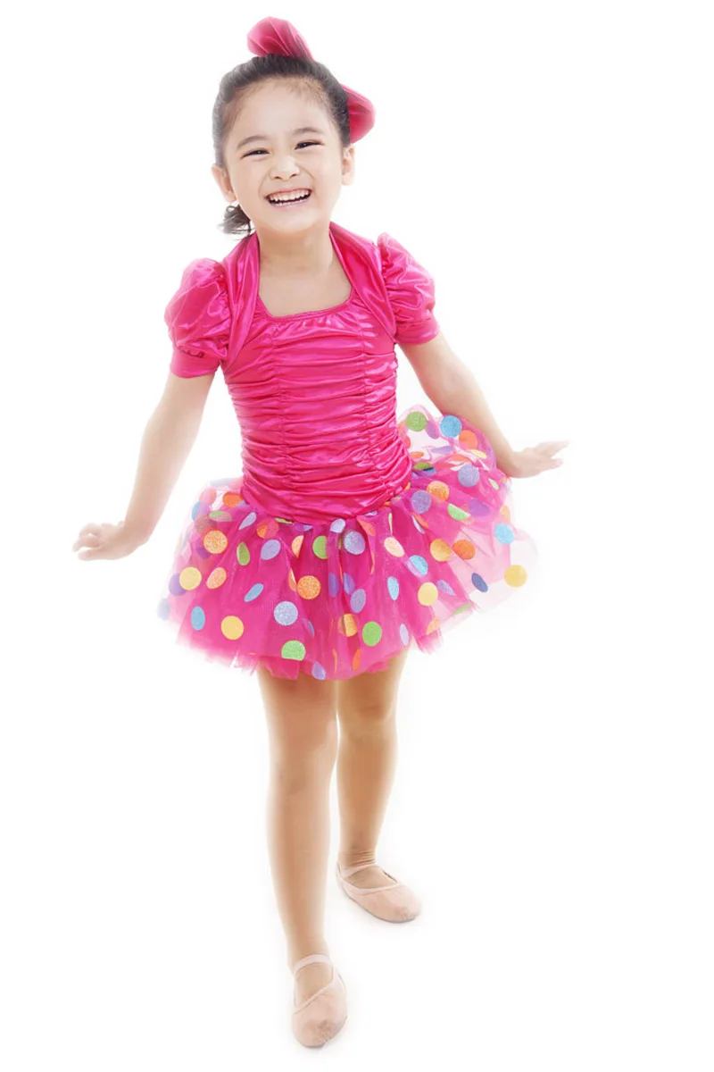 Новые детские платья для сцены балетное платье-пачка в разноцветный горошек