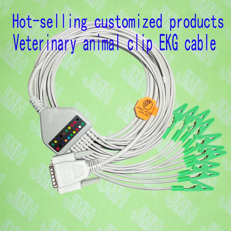 Custom Nihon Kohden/Mindray/Philips(HP)/Siemens/Hellige/GE/Fukuda/Kanz/Mortara/Edan Veterinary animal clip EKG/ECG 10-Lead cable