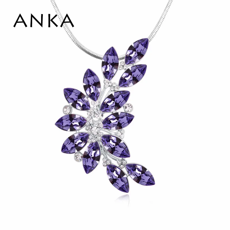 Анка очарование листьев свитера Хрустальное длиное ожерелье кулон Кристаллы из