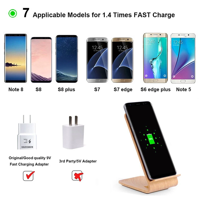 Быстрое беспроводное зарядное устройство с 2 катушками под дерево подставка для