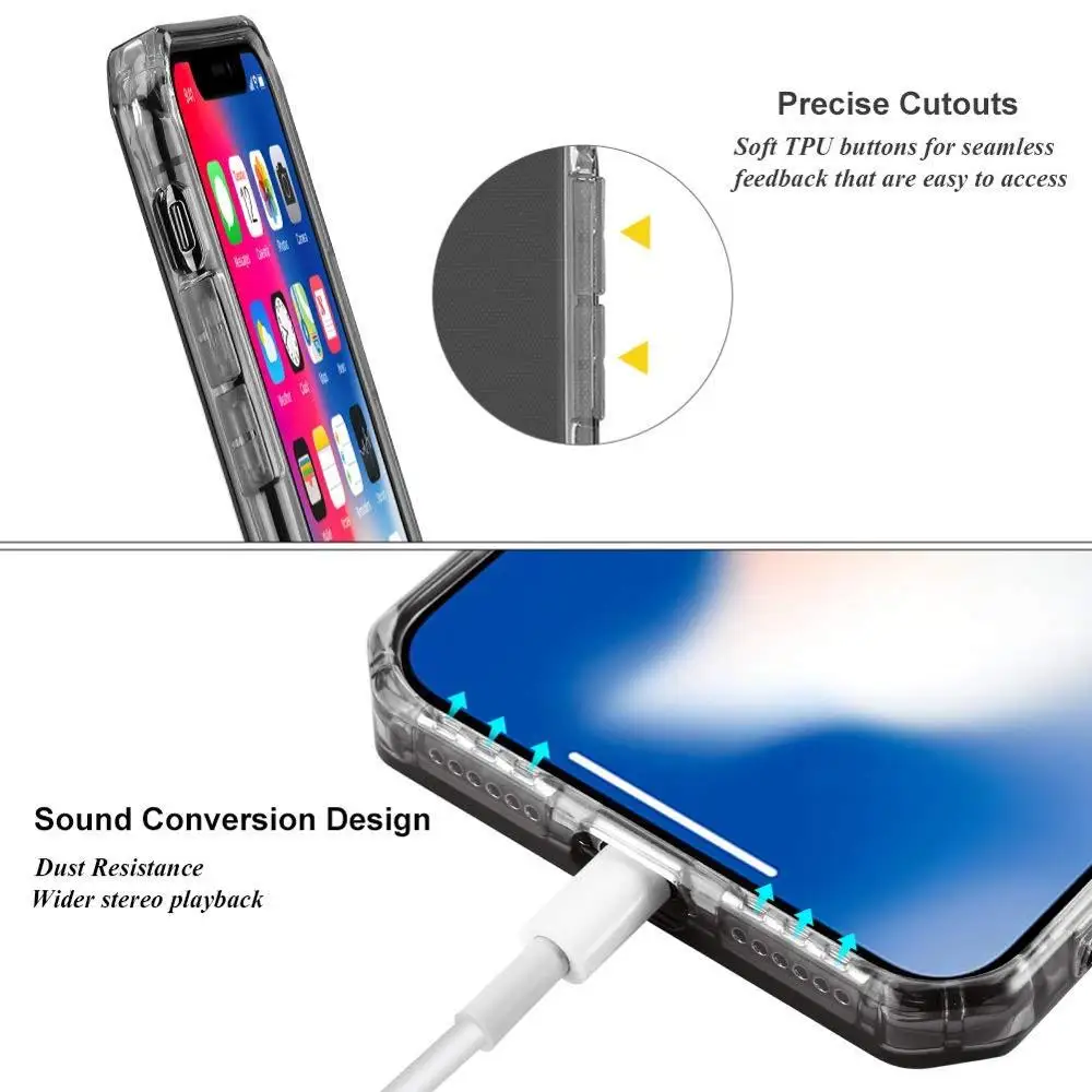 Противоударный бампер прозрачный ТПУ чехол для телефона iPhone XS XR Max X 8 7 6 6S Plus