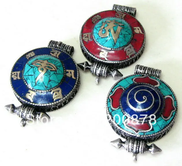 5 шт. Смешанные тибетские Молитвенные коробки медальон тибетский амулет подвески