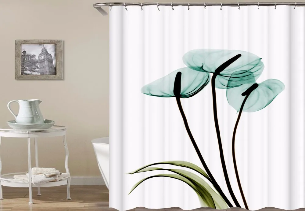 

Floral Waterproof Shower Curtains Home Bathroom Curtains Set Polyester Fabric Bath Curtain 3D Print Customized