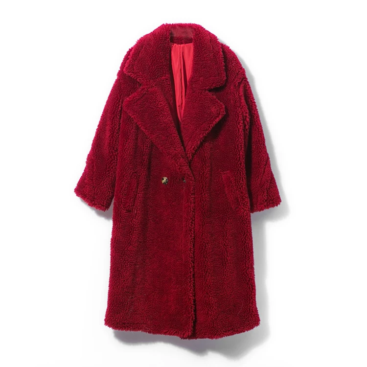 Новая Женская Толстая теплая одежда, пальто из натурального меха, длинная парка, зимняя куртка из натуральной шерсти, стрижка овец, уличный сверхразмерный мех, верхняя одежда