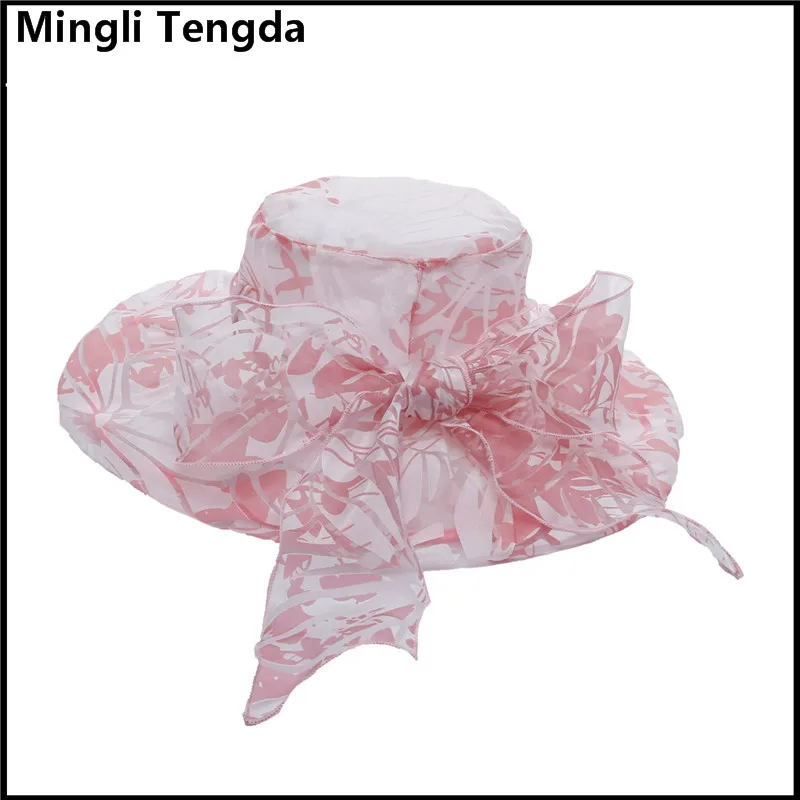 Mingli Tengda новая шляпа с большим бантом и принтом летняя козырьком из органзы
