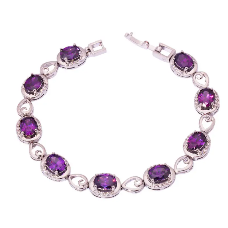 Аметист Кубического Циркония Серебряные Браслеты Оптовая и Розничная Свадебной