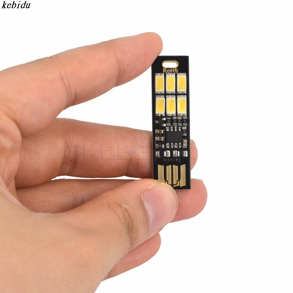 Kebidu 10 шт./компл. мини Карманный USB мощность 6 LED брелок свет 1 Вт 5А 6000 К для диммера