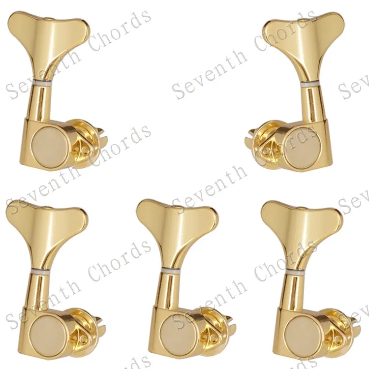 Gold A Set of 1L4R Набор 5 шт. бас-гитара струнные колышки Тюнеры машинные головки для 5 струн Замена баса-рыбы кнопки «хвост» - Цвет: Gold A Set of 1L4R