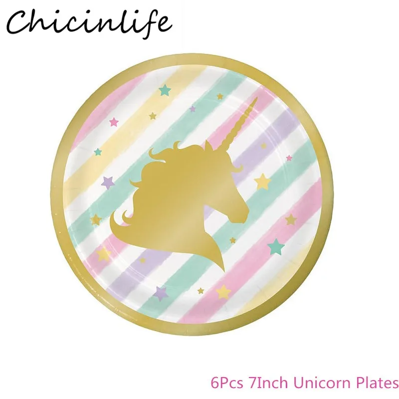 Chicinlife 1 компл. Единорог с днем рождения баннер/бумажный стаканчик/тарелки/салфетка/скатерть Baby Shower День Рождения Декор поставки