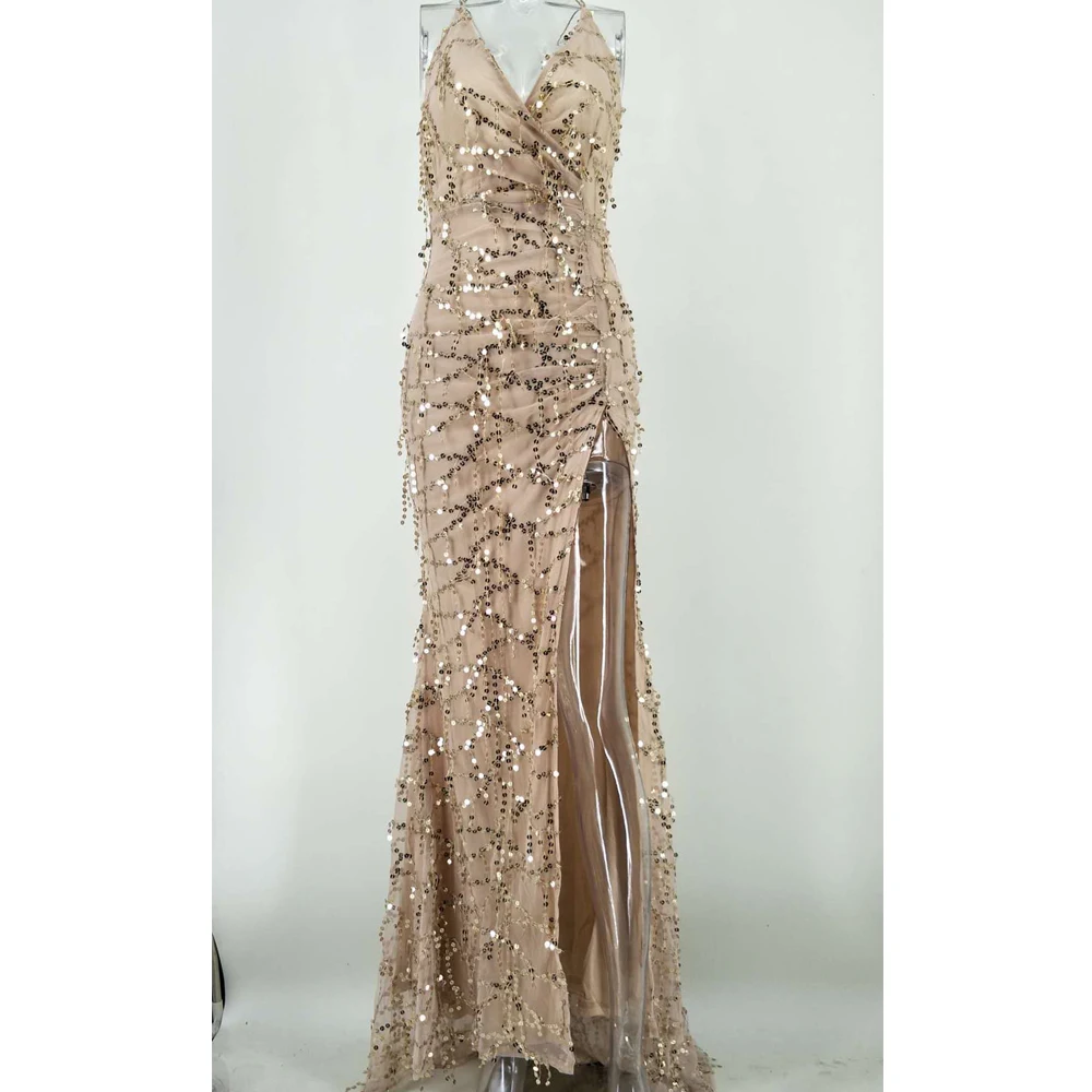 Женское длинное платье с открытой спиной и кисточками винтажное однотонное