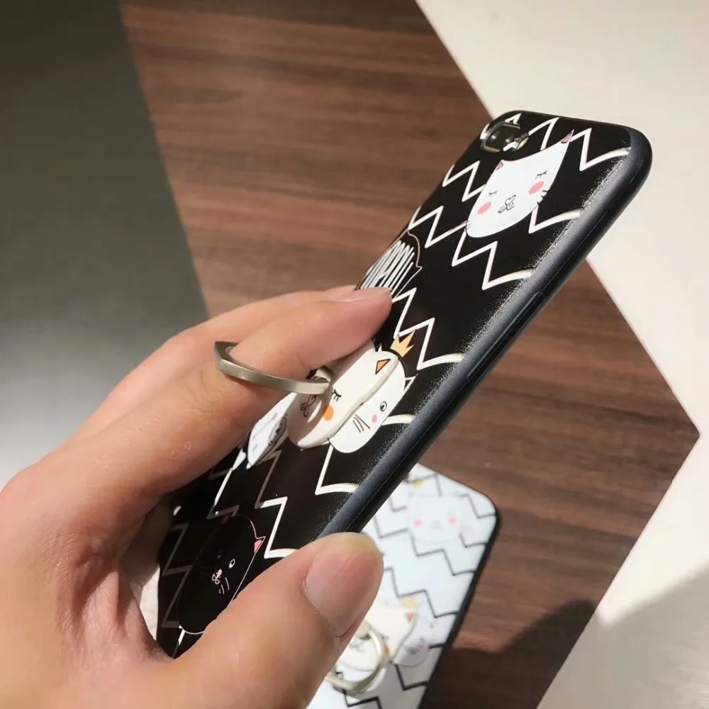 Phone Case For OPPO A57 A59 R15 R11 S R11s Plus R9 R9s Luxury Cute Cat Ripple Cover with lanyard holder Fundas Coque |