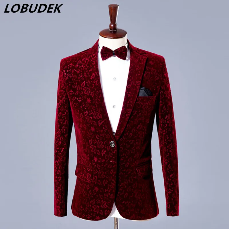 

wedding party blazer jacket male costume men's prom Fashion Studio singer party Christmas performance show fashion slim wear
