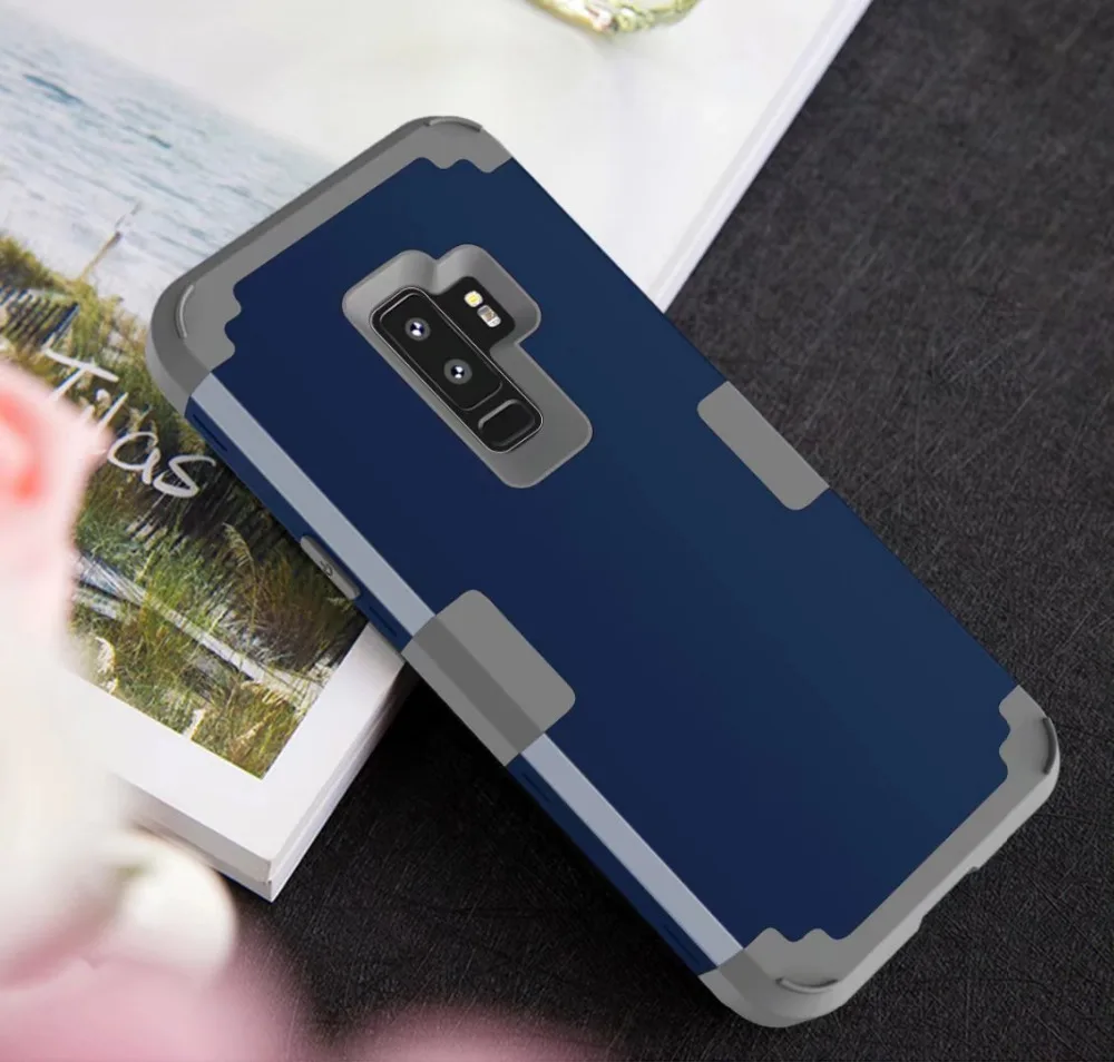 Противоударный чехол для телефона samsung Galaxy S9 S8 Plus Note 8 9 PC+ TPU 3 слоя гибридный защитный чехол на 360 градусов