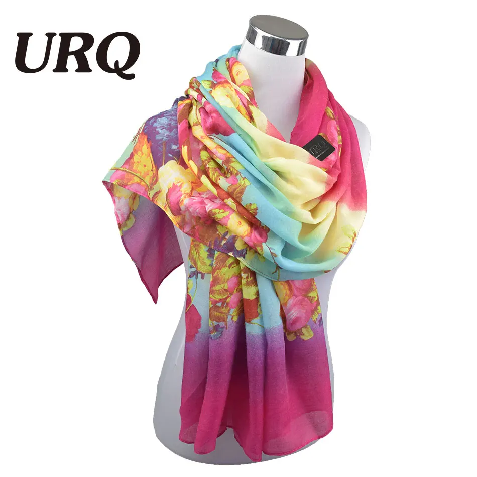 2016 новый дизайн хлопковый шарф большой размер цветок женщина длинные шарфы шаль