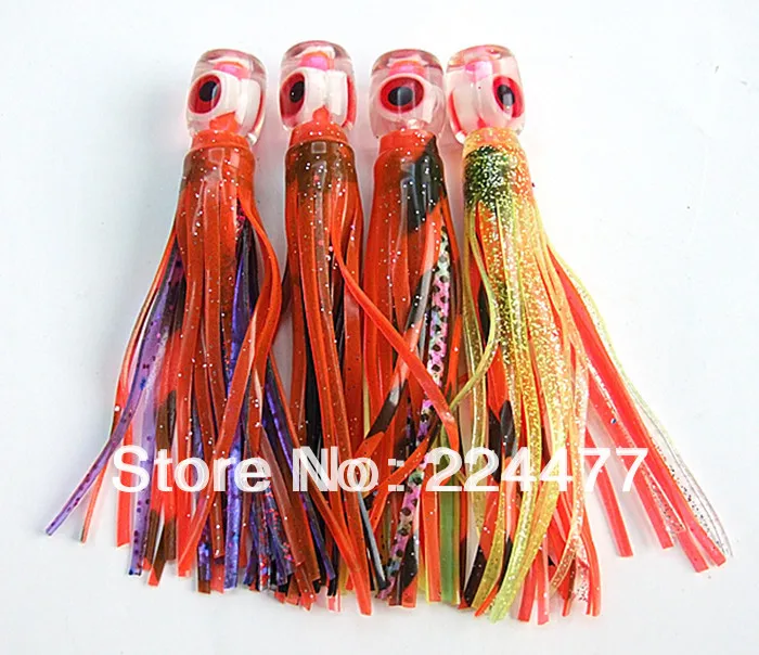 4.5inch/13g multiple colors mixed fishing lures octopus bait fishing tackle sea trolling lures PP soft head double skirt
