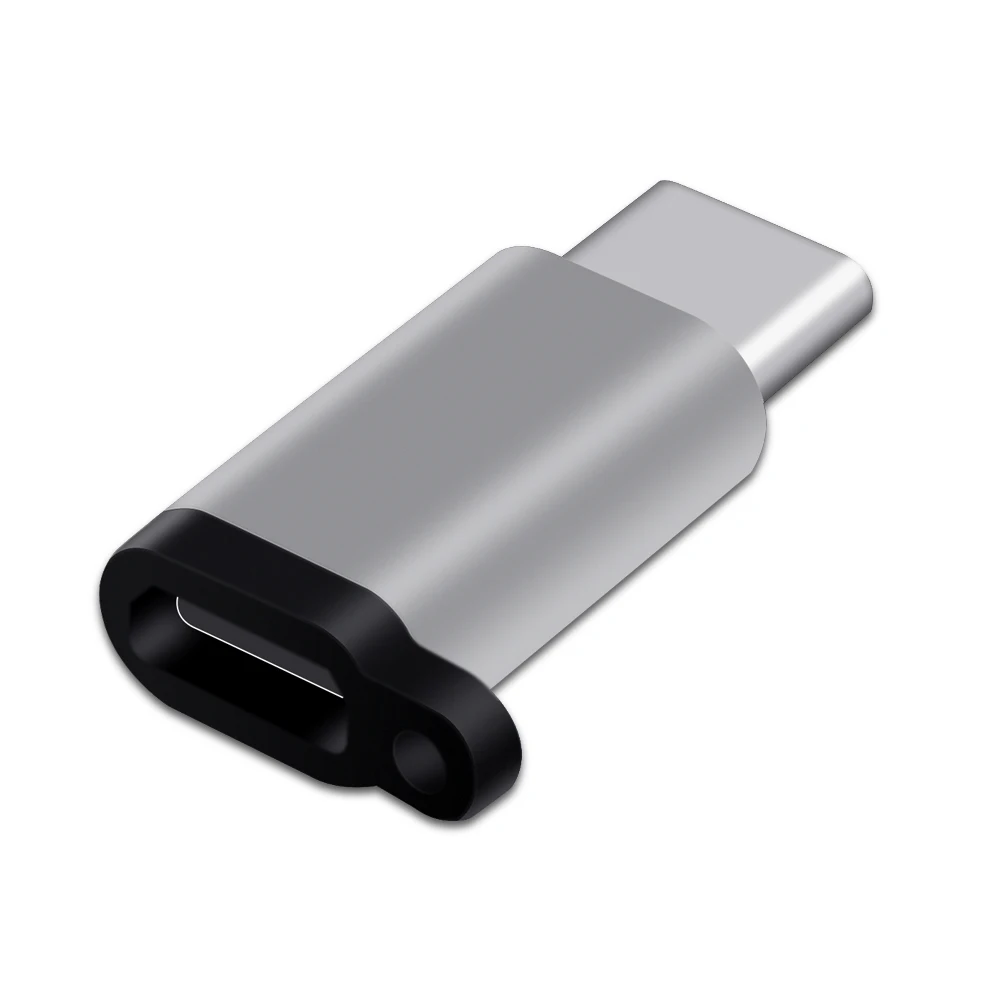 Адаптер Ascromy type C USB-C с разъемом Micro USB для Xiaomi Pocophone F1 samsung Galaxy S9 S8 Plus Note 9 8 LG V30 V20 - Цвет: Серебристый