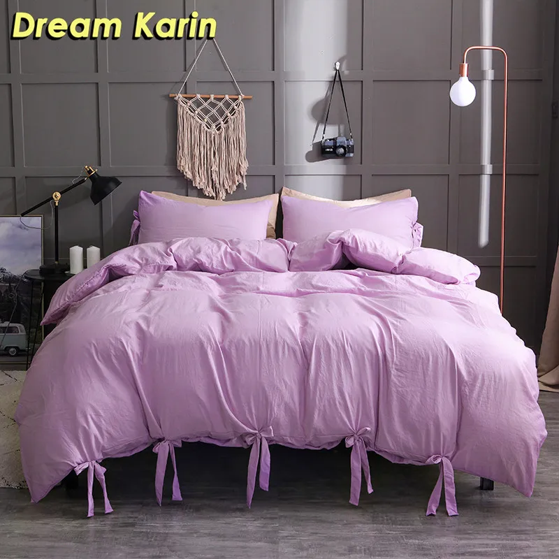 Фиолетовый Dream Karin высококачественные одеяла постельных принадлежностей роскошные Твердые пододеяльник набор для взрослых один/queen/King - Цвет: Фиолетовый