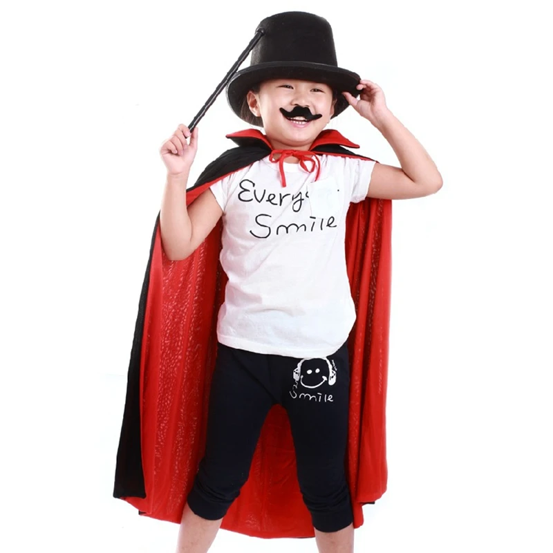 Красный и черный плащ с капюшоном для мальчиков девочек накидка волшебника