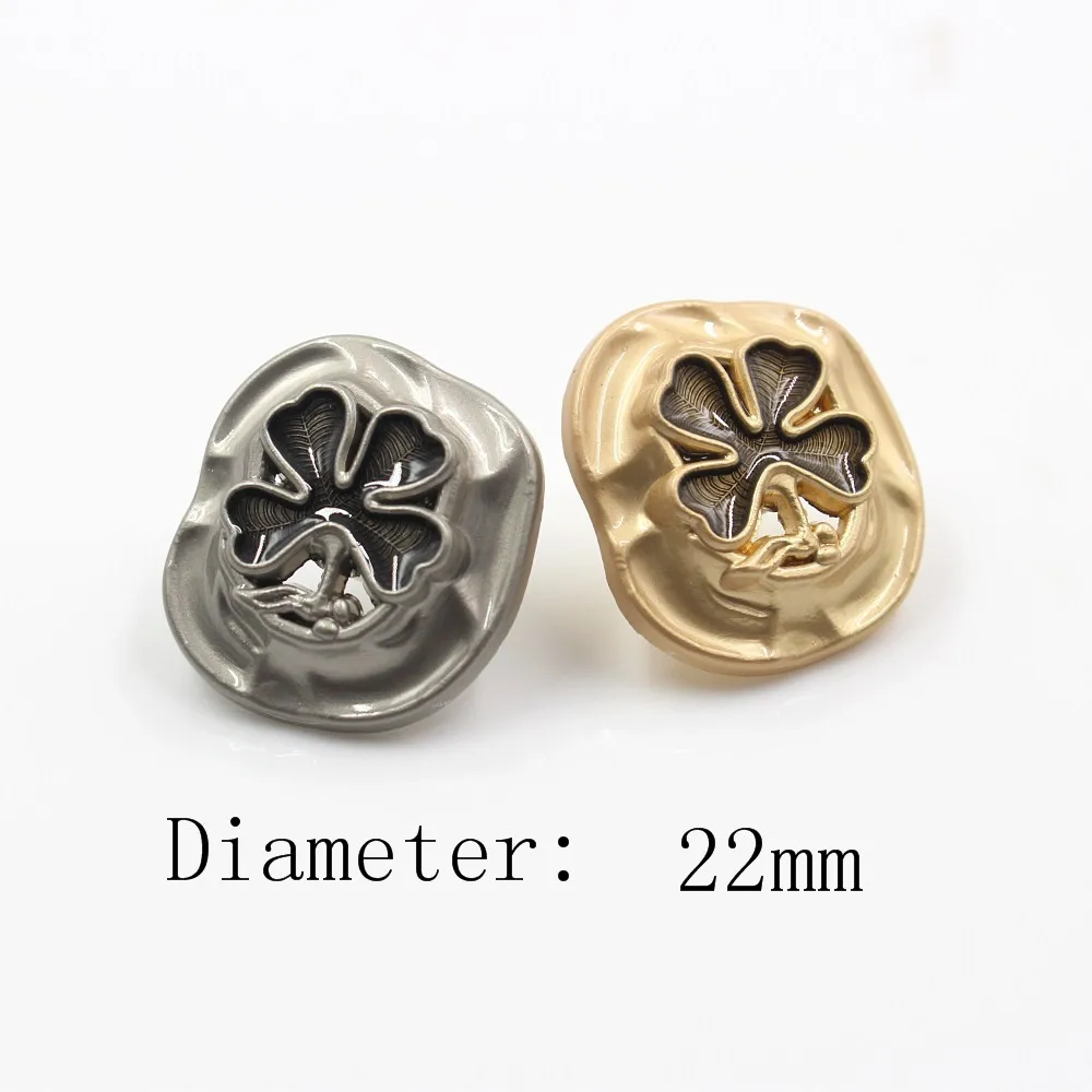 22 мм 10 шт./лот металлические пуговицы в форме листа золотистого/серебристого