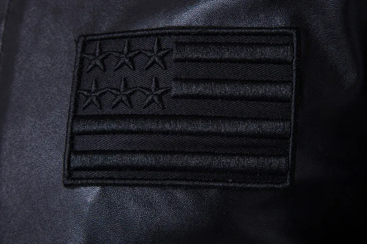 Мужская кожаная куртка бомбер с воротником стойкой вышивкой|men brand leather jacket|men