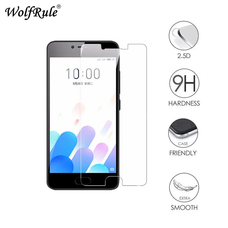 2 piezas de vidrio Protector de pantalla Meizu 5C vidrio templado para Meizu 5C vidrio Anti-rasgu&ntilde;o pel&iacute;cula de tel&eacute;fono Meizu Meilan 5C M710M WolfRule-1